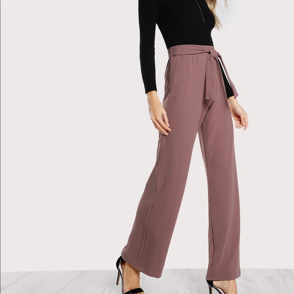 womens dress pants with tie belt